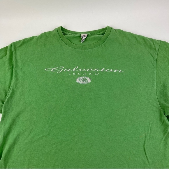 Delta Pro Weight Tshirt Mens Large Green Galveston Island Crew Neck Short Sleeve - Picture 7 of 10